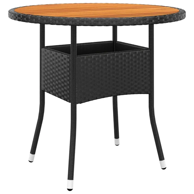 garden table Ø acacia wood and poly rattan Black - Shop at LoveMi