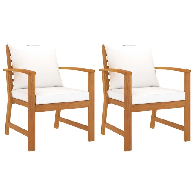 Garden Chairs . with Dark Grey Cushions Acacia Cream - Shop at LoveMi
