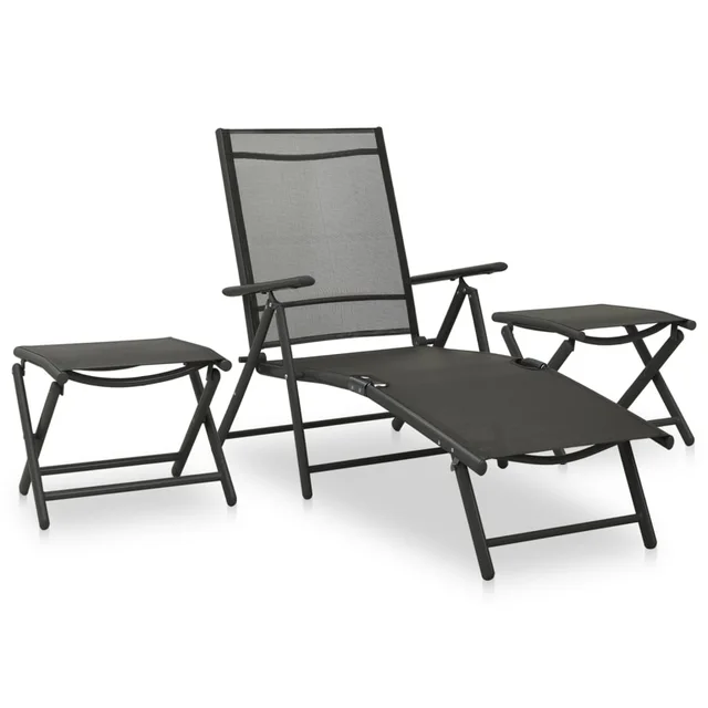 3 piece garden lounge set made of Textilene and Black - Shop at LoveMi