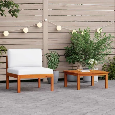 Garden Corner Sofas 2 piece with Cushions Acacia & Rope Sofa Middle Section + Coffee Table - Shop at LoveMi