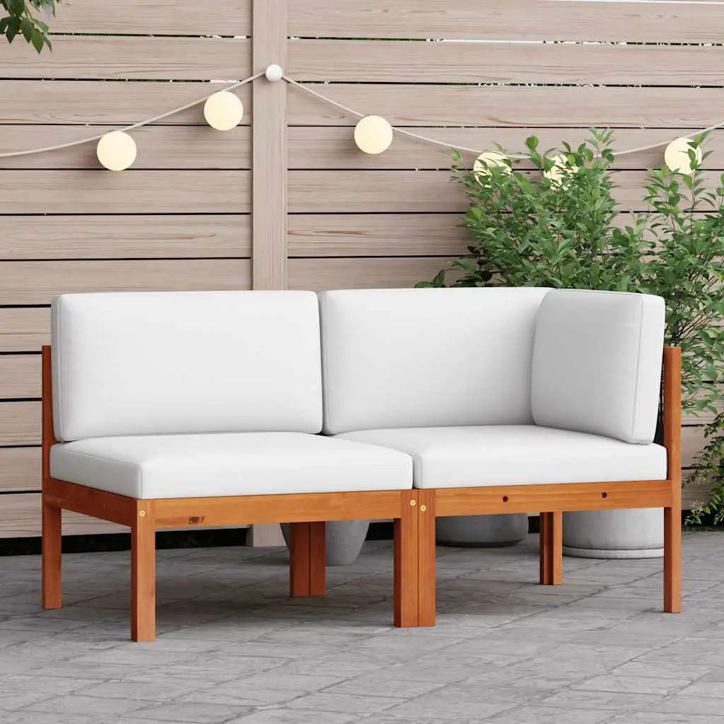 Garden Corner Sofas 2-piece with Cushions Acacia & Rope - Sofa Middle Section + Sofa Corner Sectio
