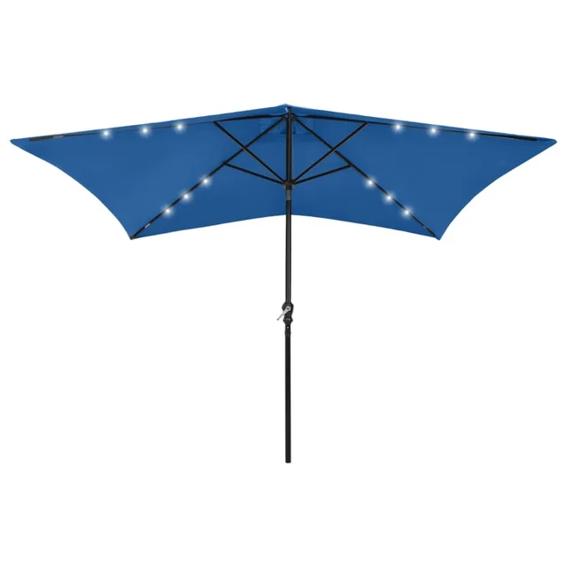 Parasol with LEDs and mast 2x3 m Azure Blue - Shop at LoveMi
