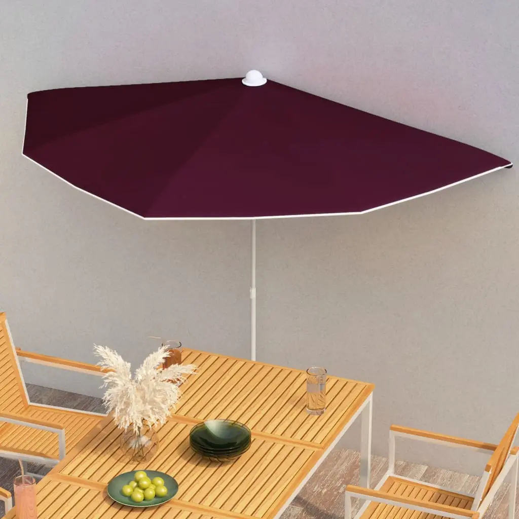Half Parasol with Pole, Sand Color; Half Parasol with - Bordeaux Red - View 1