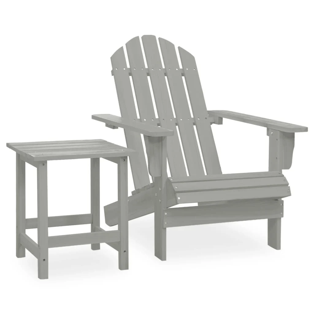 Adirondack garden chair with table, solid fir wood - Gray
