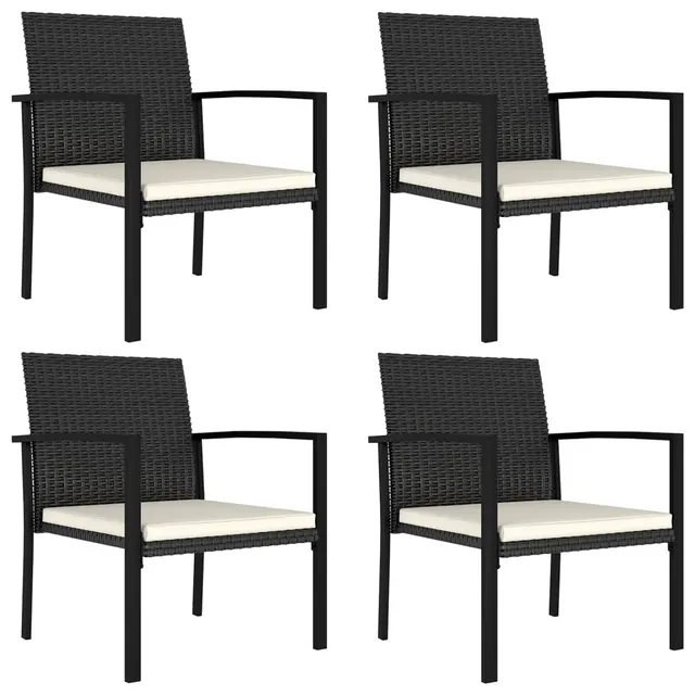 Garden Dining Chairs, Set of 4, Poly Rattan Black - Shop at LoveMi
