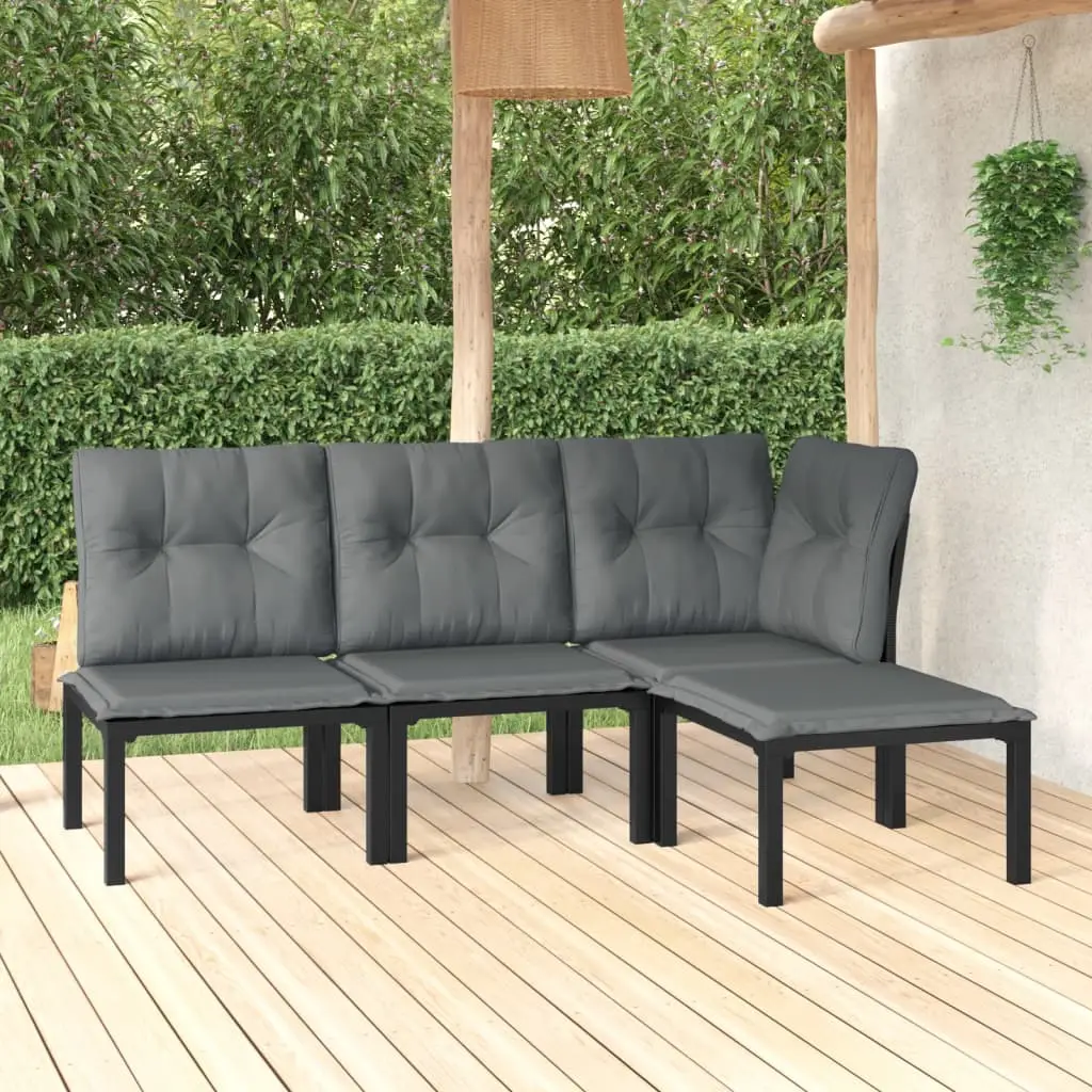 3-piece garden lounge set and poly rattan 4-piece - Corner Section + 2X Middle Section + Foo