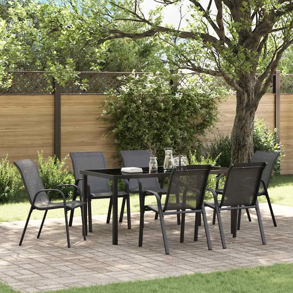 Stackable Garden Chairs . Textilene - Black