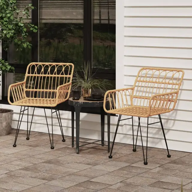 Garden Chairs . with Armrests 56x PE Rattan Brown - Shop at LoveMi