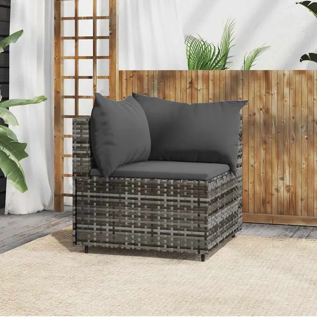 4 piece garden lounge set with cushions, poly rattan Gray - Shop at LoveMi