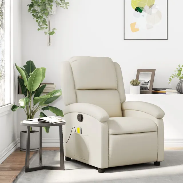 Relaxing Chair, Faux Leather, Relaxing Chair Faux Leather Massage Relaxing Chair Cream - Shop at LoveMi