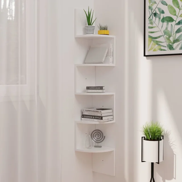 wall corner shelf 19x wood based material wall corner shelf concrete grey 19x Hightogloss White - Shop at LoveMi