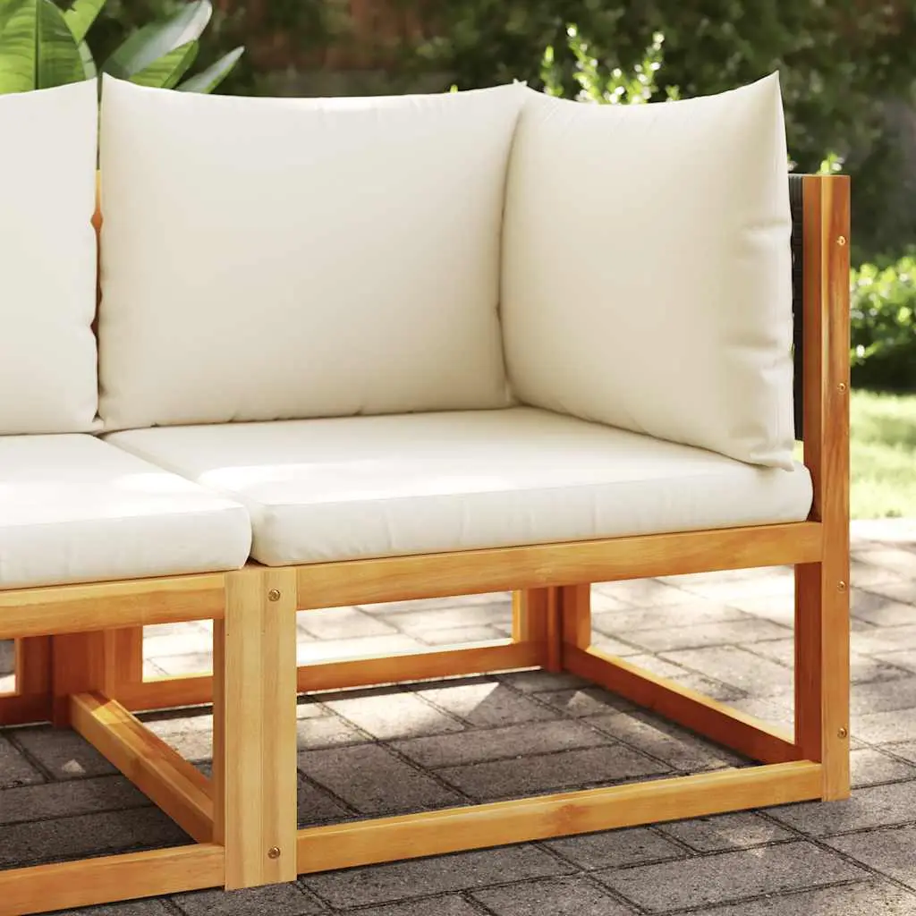 Garden Stool with Cushion 65x Solid Acacia Wood - Black And Cream