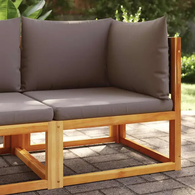 Garden Stool with Cushion 65x Solid Acacia Wood Gray - Shop at LoveMi
