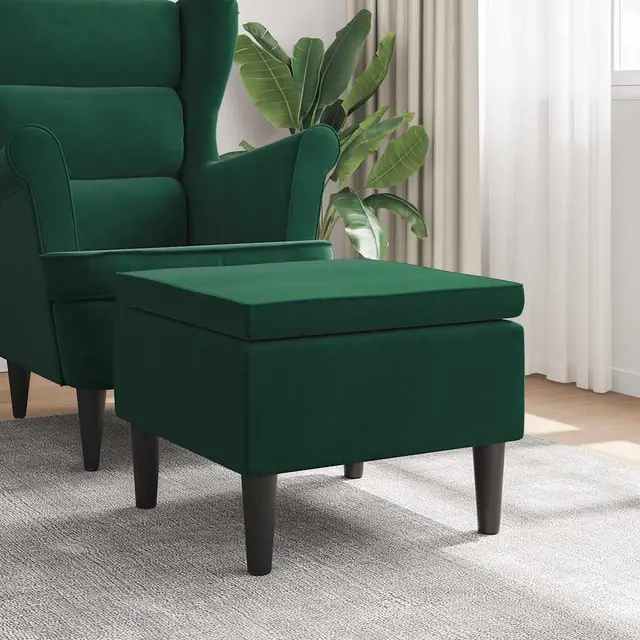 stool with wooden legs, velvet; stool with Dark Green - Shop at LoveMi