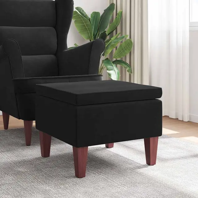 stool with wooden legs, velvet; stool with Black - Shop at LoveMi