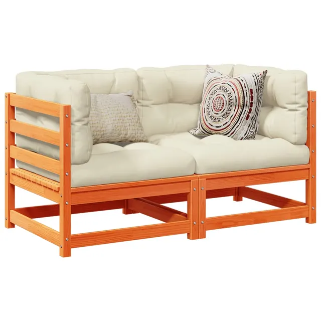 2 piece garden sofa set with cushions, wax brown pine wood Wax Brown - Shop at LoveMi