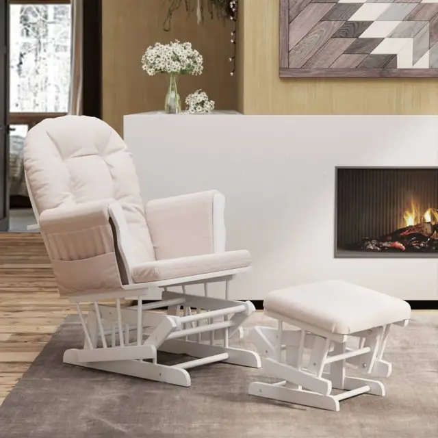 Rocking Chair with Footstool, Gliding, Light Pink Pink - Shop at LoveMi