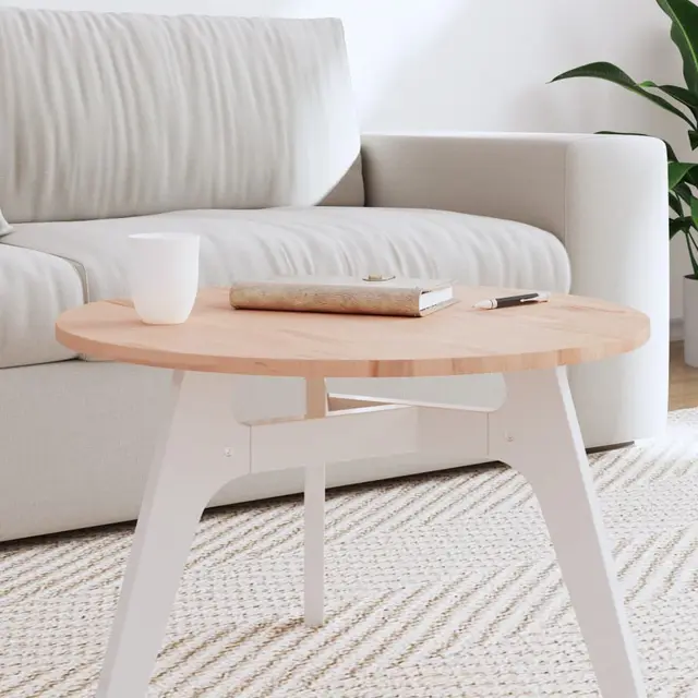 Tabletop Ø60x1.5 cm Round Solid Beech Wood Light Brown - Shop at LoveMi