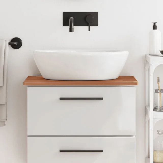 vanity top 80x40x1.5 cm solid beech wood vanity top Brown - Shop at LoveMi