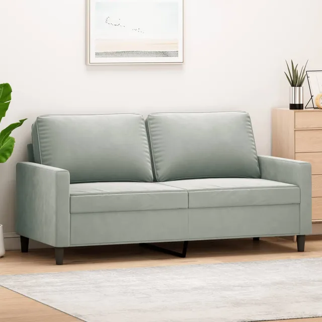 2 seater sofa 120 cm velvet 2 seater sofa 140 Light Grey - Shop at LoveMi