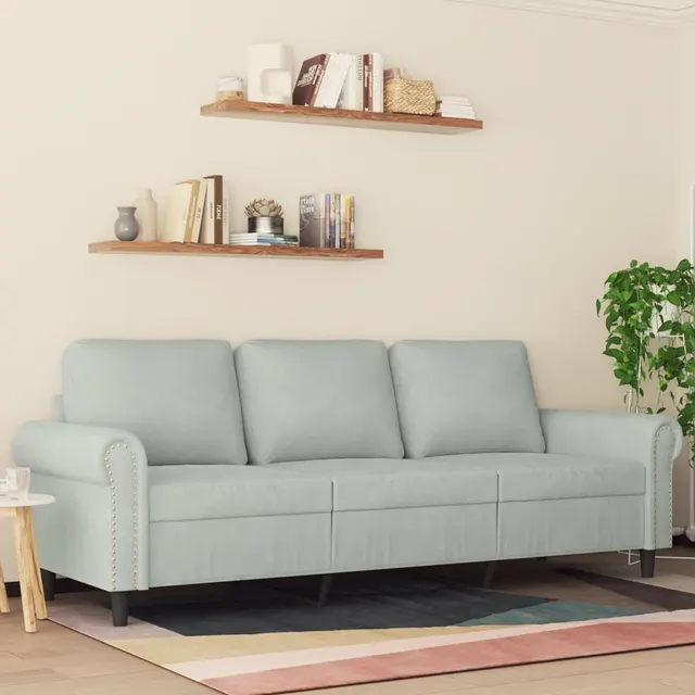 2 seater sofa 140 cm velvet 3 seater sofa 180 Light Grey - Shop at LoveMi
