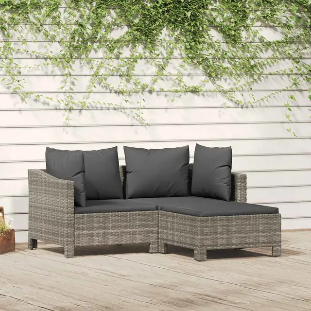 2 piece garden lounge set with cushions, poly rattan 2X Armchairs + Footrest - Shop at LoveMi