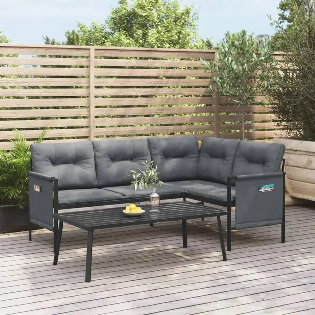 2 piece garden lounge set, anthracite Table + Corner Section - Shop at LoveMi