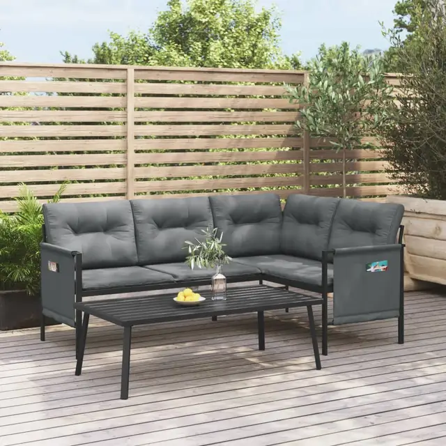 Garden Corner Sofa Anthracite and Textilene Garden Corner Sofa Anthracite 168 X 116 X 65 Cm - Shop at LoveMi
