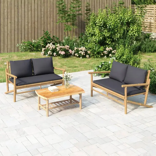 garden bench with cream white cushions, garden chairs 2 Dark Grey - Shop at LoveMi