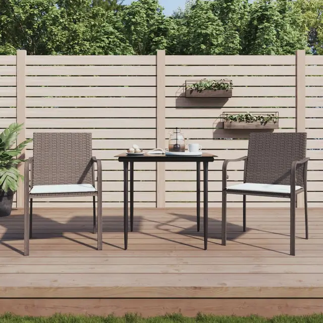 Garden Chairs with Cushions, ., 56x Poly Brown - Shop at LoveMi