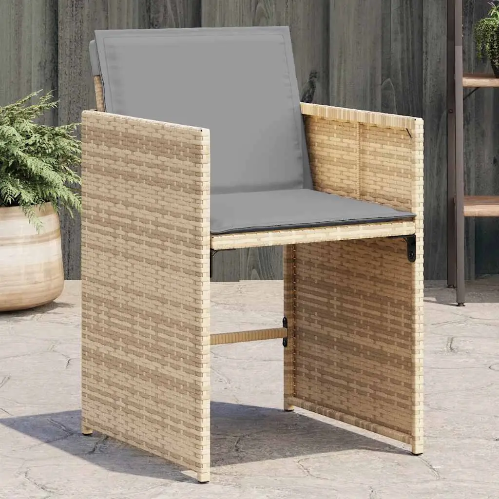 Garden Chairs with Cushions, , Beige Mix, Poly - A Mix Of Beige
