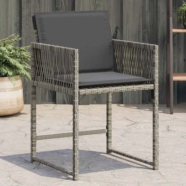 Garden Chairs with Cushions, , Poly Rattan Gray - Shop at LoveMi