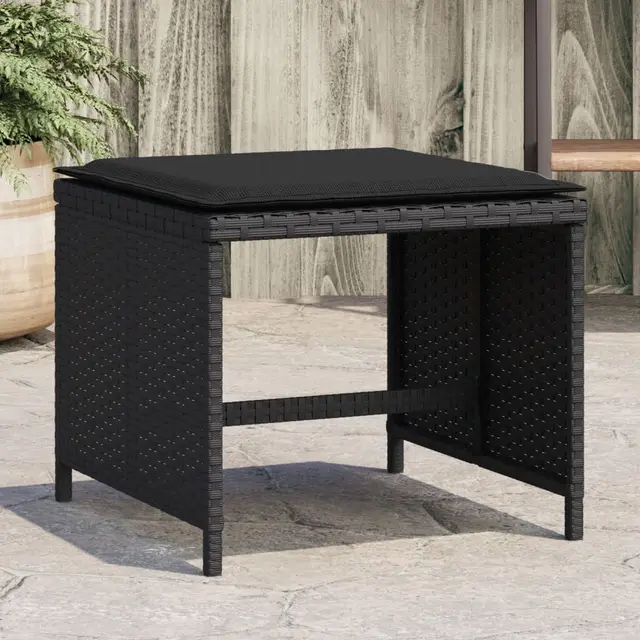 Garden Stools with Cushions, ., 41x Poly Black - Shop at LoveMi
