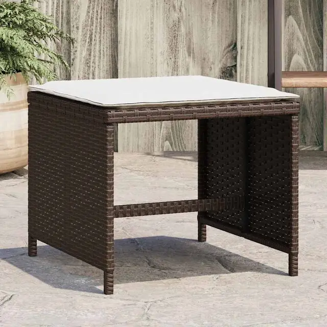 Garden Stools with Cushions, ., 41x Poly Brown And Cream - Shop at LoveMi