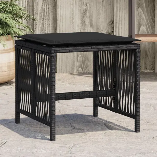 Garden Stools with Cushions, ., 41x Poly Black - Shop at LoveMi