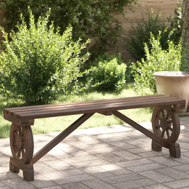Garden Bench 115 cm Solid Fir Wood Dark Brown - Shop at LoveMi