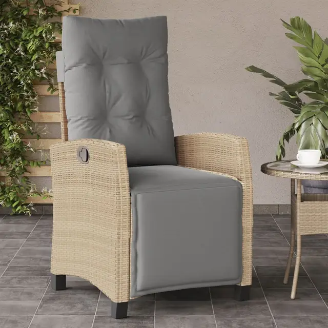 Garden Chairs with Cushions, , Adjustable, Poly A Mix Of Beige - Shop at LoveMi