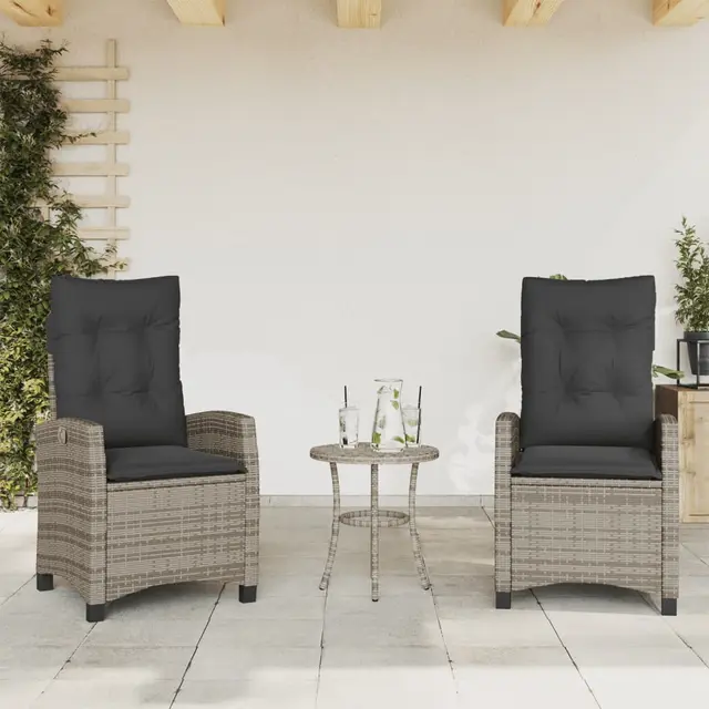 Garden Chairs with Cushions, , Adjustable, Poly Gray - Shop at LoveMi