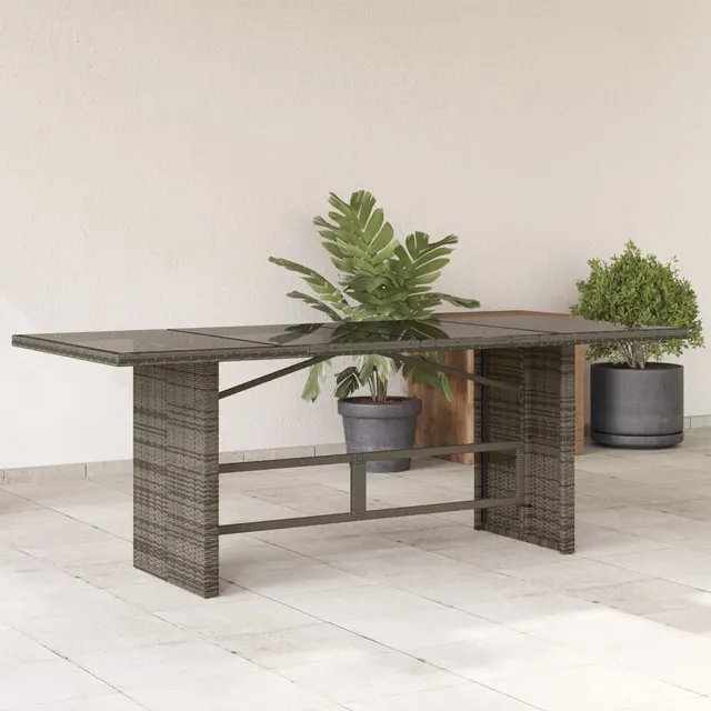 garden table with glass top 190x poly rattan Gray - Shop at LoveMi