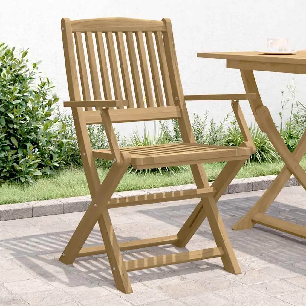 Garden Chairs, Set of 4, Foldable, 57.5x54 cm, Solid Acacia Wood - Light Brown