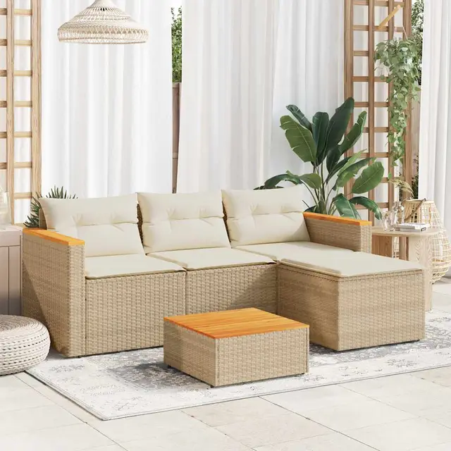 3 piece garden sofa set with cushions, poly rattan Beige - Shop at LoveMi