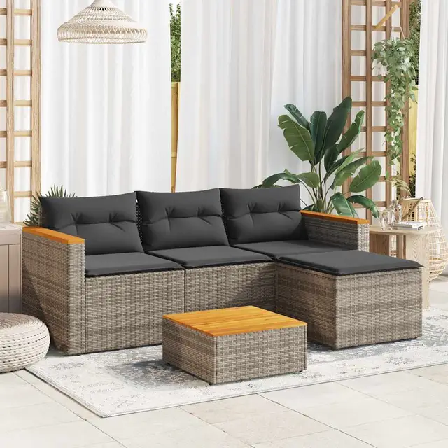3 piece garden sofa set with cushions, poly rattan Gray - Shop at LoveMi