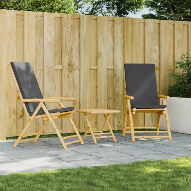 Folding Adjustable Garden Chairs, Set of 2 with Cushions Gray - Shop at LoveMi
