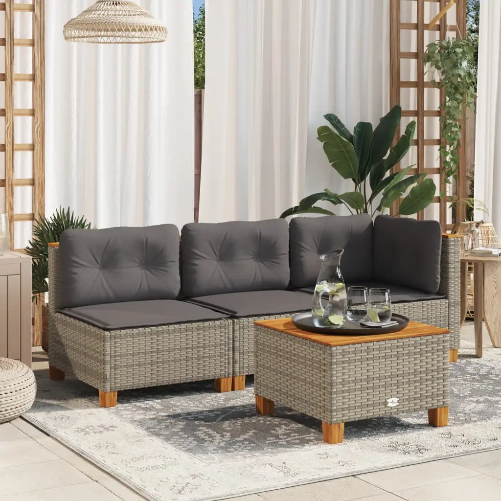 Garden Table 55x Poly Rattan Acacia Wood Garden Table - Gray