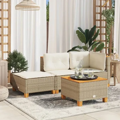 Garden Stool with Cushion 63.Poly Rattan Beige - Shop at LoveMi