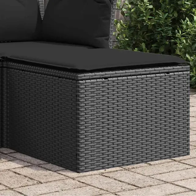 Garden Stool with Cushion 55x Poly Rattan Black - Shop at LoveMi
