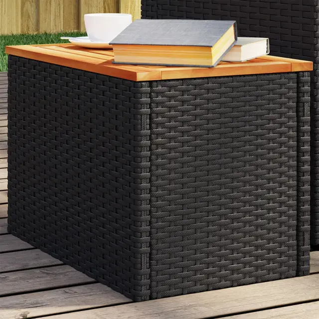 Garden Side Tables 55x Poly Rattan Black - Shop at LoveMi
