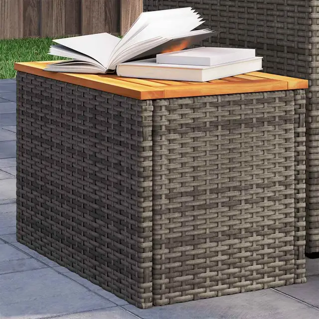 Garden Side Tables 55x Poly Rattan Gray - Shop at LoveMi