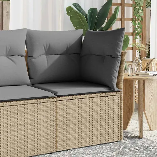 Garden Chair without Armrests with Cushion Poly Rattan Beige And Grey - Shop at LoveMi