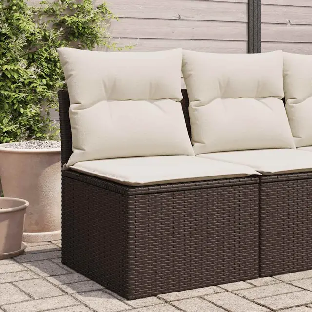 Garden Chair without Armrests with Cushion Poly Rattan Brown - Shop at LoveMi